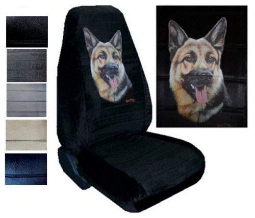 Velour seat covers car truck suv black and tan german shepherd high back pp #y