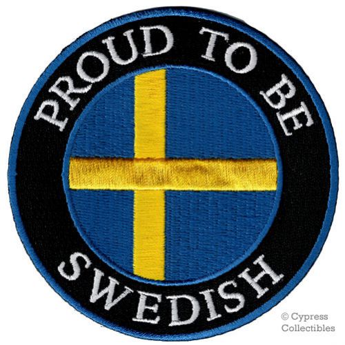 Proud to be swedish iron-on embroidered biker patch sweden flag stockholm new