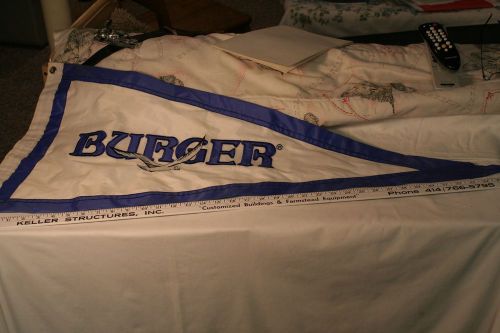 Burger boat pendant 39&#034; x 17&#034; blue and white in color nylon from manitowoc, wi