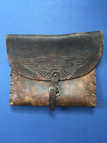 Very old harley davidson motorcycle handlebar leather pouch satchell