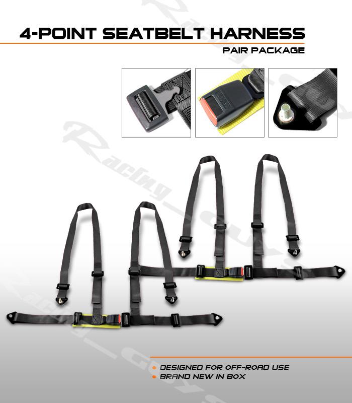 X2 black universal 4 point racing seat belts harness pair integra/civic/accord