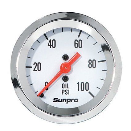 Sunpro gauge oil pressure, 0-100 psi, 2&#034;analog, mechanical ford chevrolet mopar