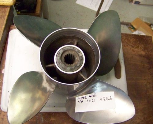 Good used mercury outboard stainless 4 blade propeller 14 x 21
