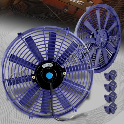 1 x 14&#034; blue electric slim push pull engine bay radiator cooling fan universal 2