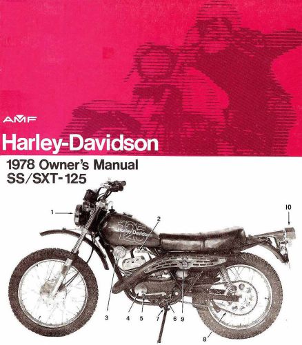 1978 harley-davidson ss125 &amp; sxt125 motorcycle owners manual -ss 125 &amp; sxt 125