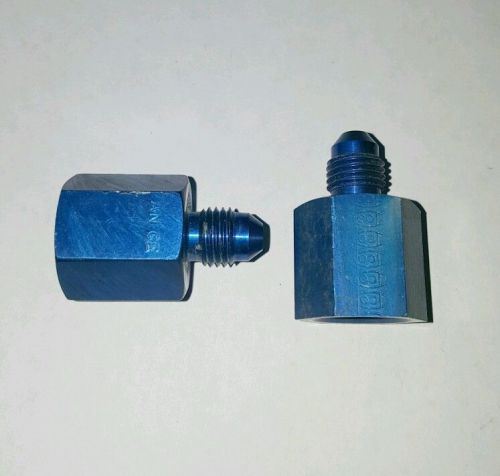 Lot of 2 an female to male reducer fittings - blue anodized