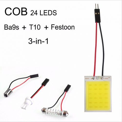 10x 8w cob chip led 24 led smd car interior light t10 festoon dome adapter panel