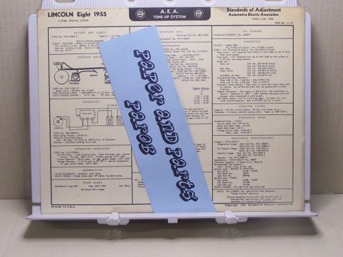 1955 lincoln custom special custom 8 cylinder aea tune up and adjustment chart