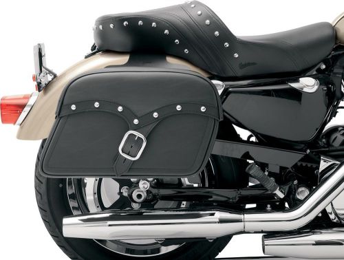 Saddlemen studded black leather desperado express motorcycle saddlebags harley