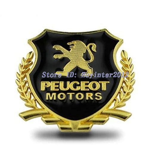 2 x golden metal car marked car emblem badge decal sticker for oriental peugeot