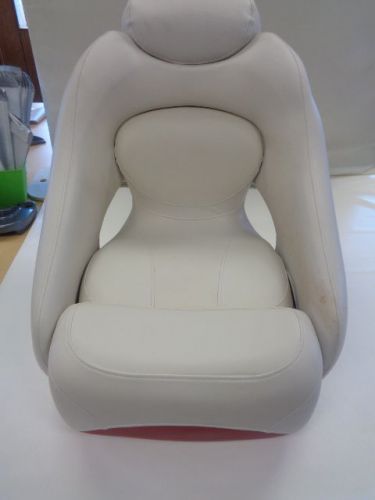 Crownline off white / red vinyl bolster seat 27&#034; x 22 1/2&#034; marine boat