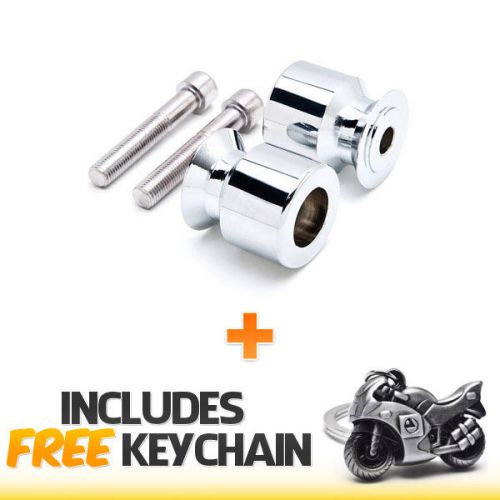 Chrome swingarm spools sliders 10mm for kawasaki / yamaha+sportbike keychain