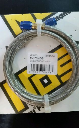 Nos 15070nos stainless steel braided hose, 3ft -3an, blue