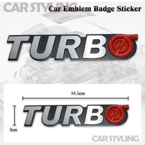 Silver turbo 3d metal logo car sticker badge emblem decal car styling