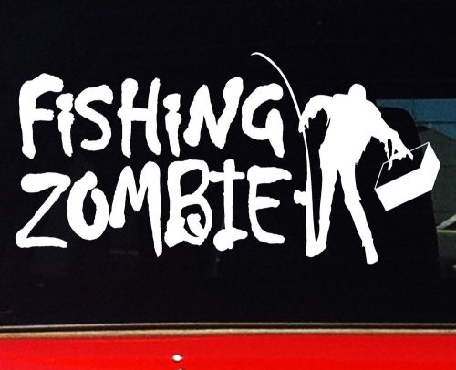 Fishing zombie rod + tackle box suit boat trailer reel 4x4 funny stickers 200mm