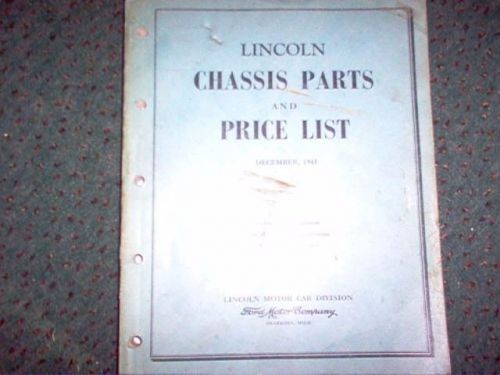 Lincoln chassis parts ,price list 1940-42 continental 1936-42 zephhyr