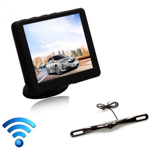 Wireless rearview backup camera 3.5&#034; auto reverse dashboard rear view monitor