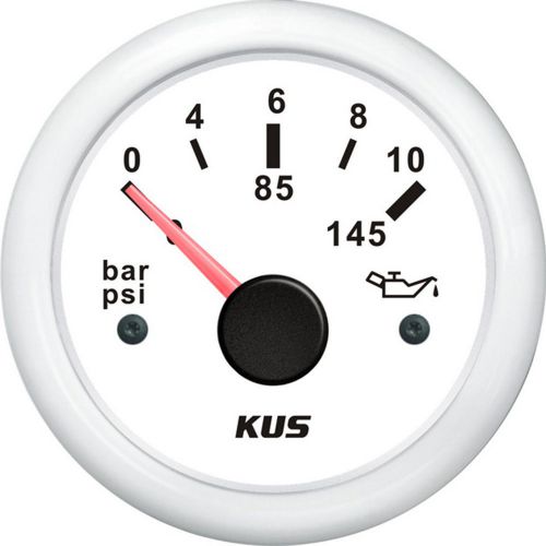 Kus marine engine oil pressure gauge for boat &amp; yacht 12/24v 0-10bar white 52mm