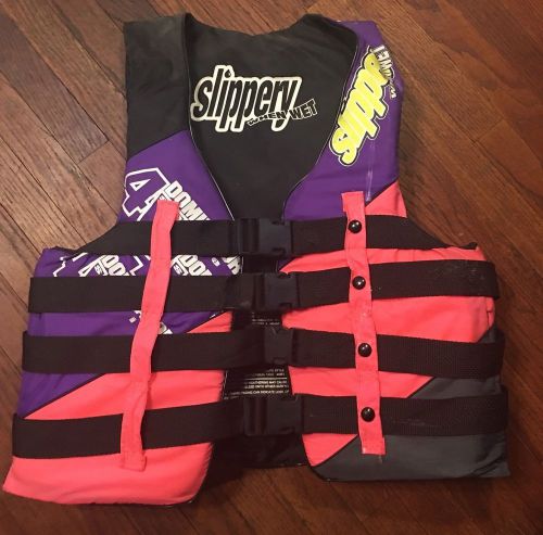 Slippery life jacket vest size adult large 40-44 chest size~purple/pink~waterski