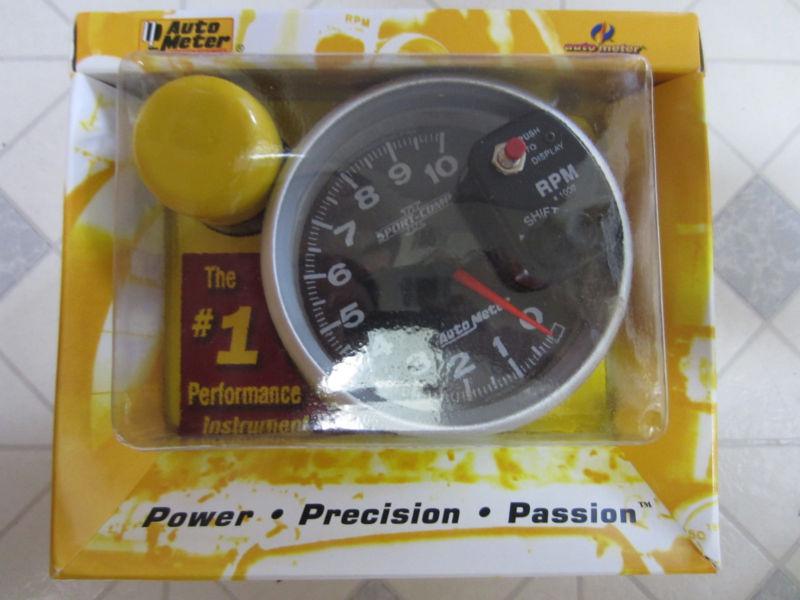 New auto meter sport comp ii 5" tachometer - tach w/ shift light 3699 auto-meter