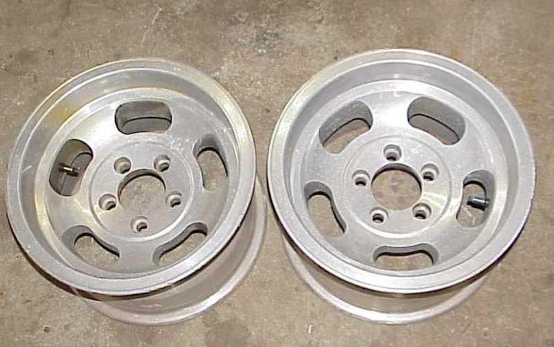 Pair classic aluminum mag wheels 14x8  with  5 on 4-1/2" bolt circle