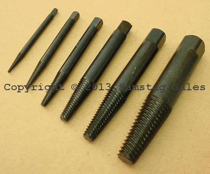 Carl walter germany 6 piece screw extractor set m3 to m24 or 1/8" to 1" bolt