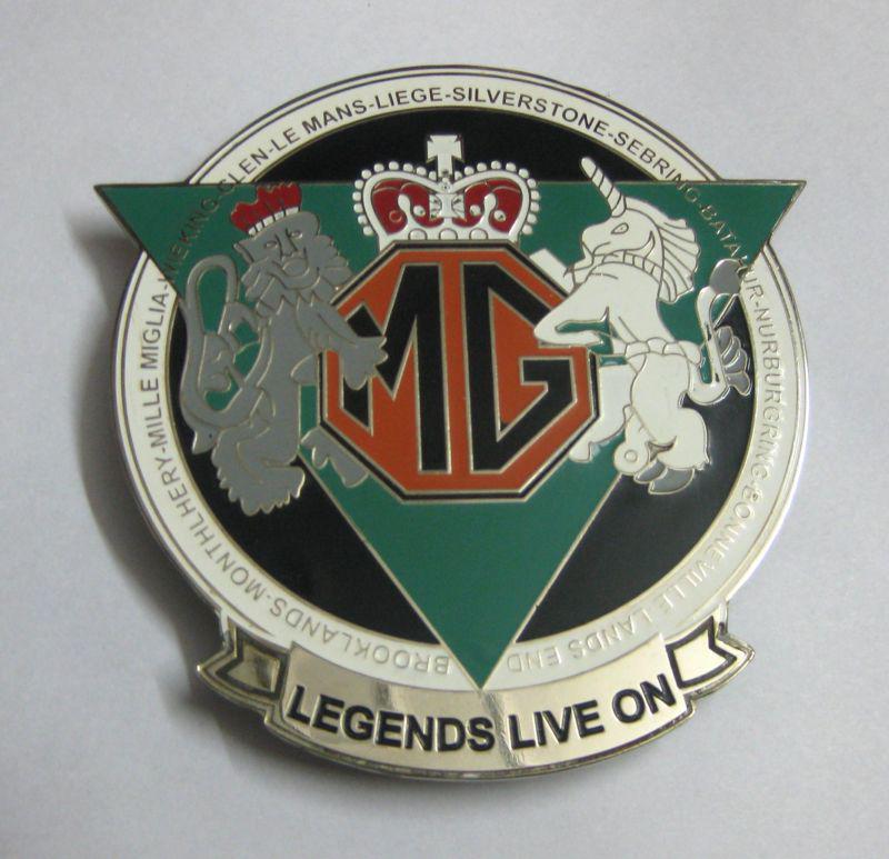 Car badge - legend live on mg car club grill badge emblem logos metal enamled 