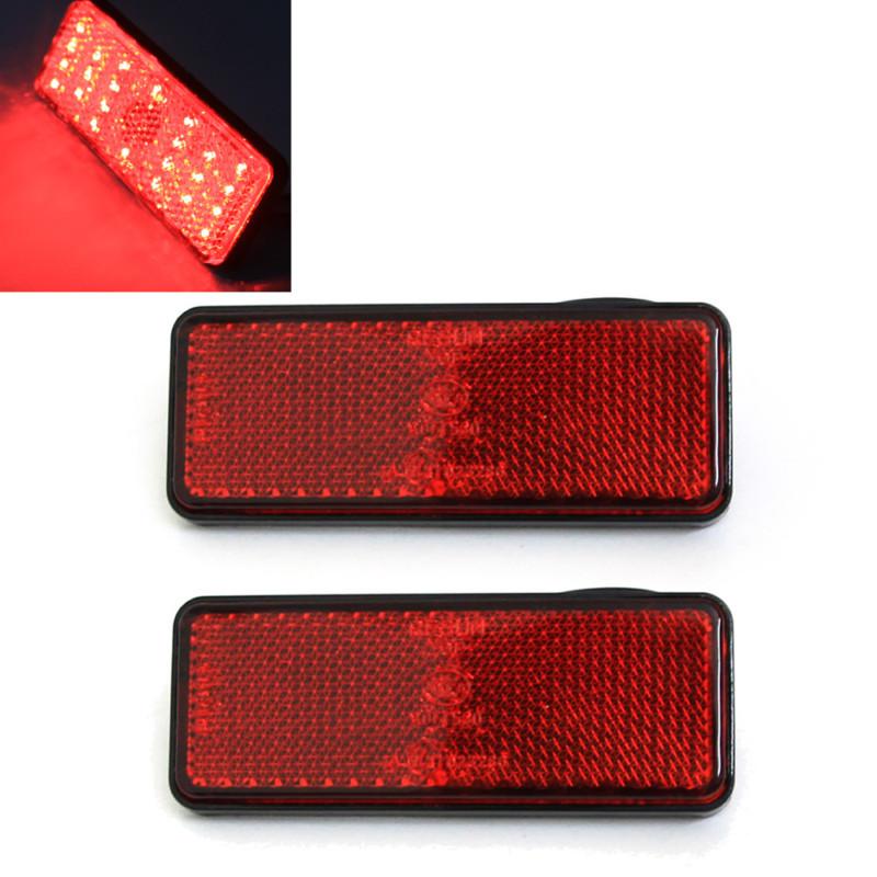 2x led red rectangle reflector brake lights lamps motorcycle car truck auto