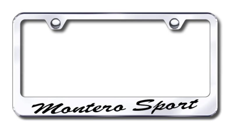 Mitsubishi montero sport script engr. chrome license plate frame made in usa ge