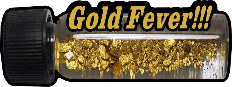 1 - 2.3"x 6.25" gold fever decal sticker prospector nugget panning supplies 602