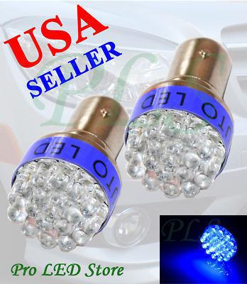 Two pcs 1156 1159 1259 blue 19 led ba15s signal turn tail parking lights