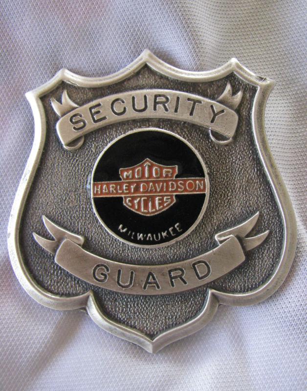 Harley-davidson motorcycle security guard badge milwaukee metal