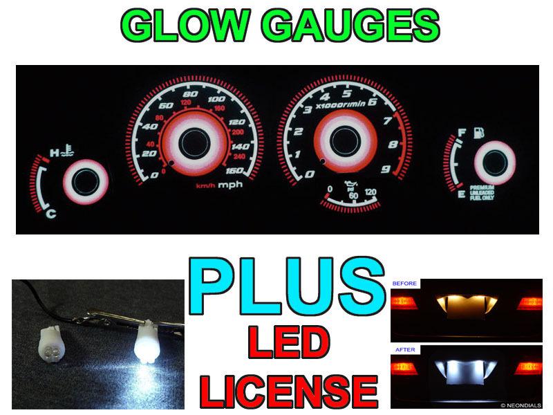 Red glow gauge faces 92-96 nissan 300zx z32 z non turbo + led license bulbs new
