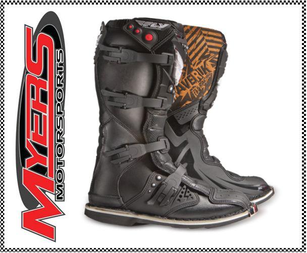 Fly maverik black motocross riding atv boots size adult 13 fly ring gear