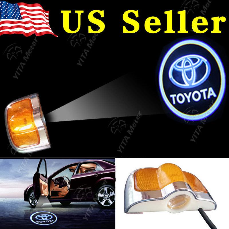 No drill led one pair car laser projector logo ghost door step light for toyota