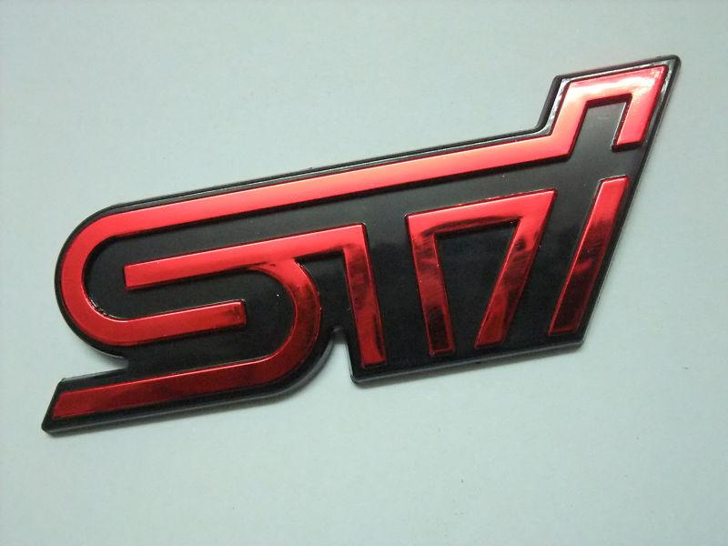 Sti subaru front grille grill badge emblem red