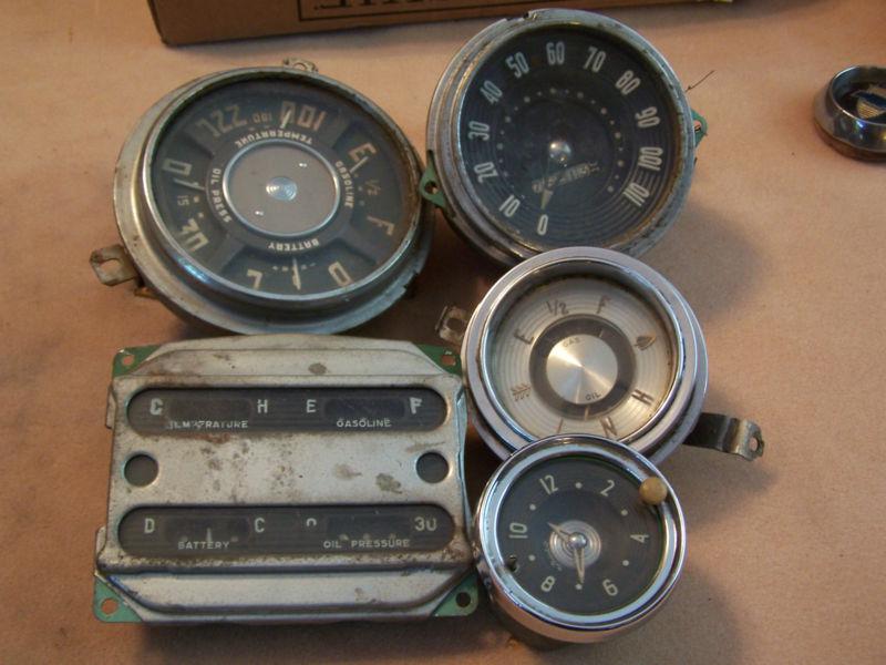 5 vintage chevrolet ford dodge dash gauge sets gas oil clock hot rat rod 