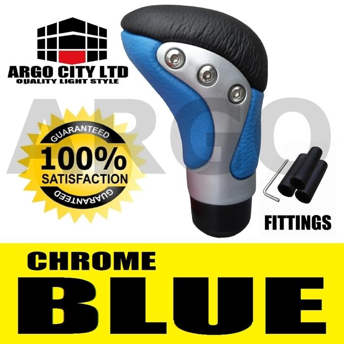 Blue leather chrome gear knob bmw 1 3 5 6 7 m3 m5 z3 z4
