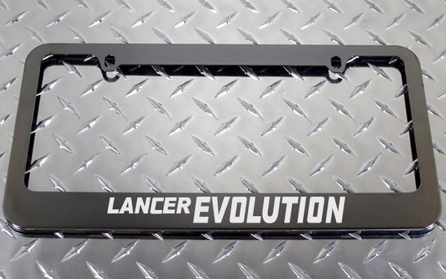 1 brand new mitsubishi lancer evolution gunmetal license plate frame +screw caps