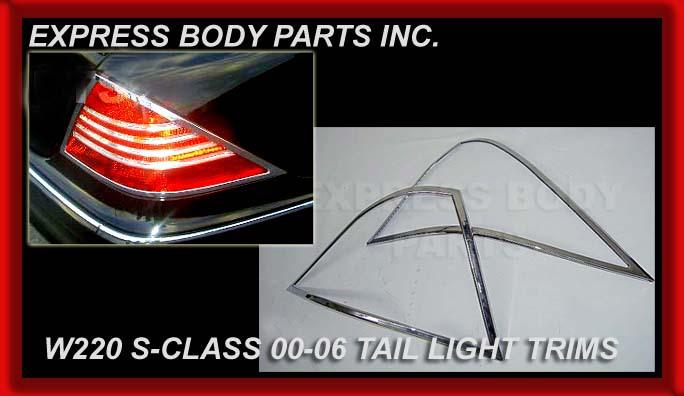 00-06 w220 taillight chrome trims molding rings tail s-class s430 s500 s600 s55