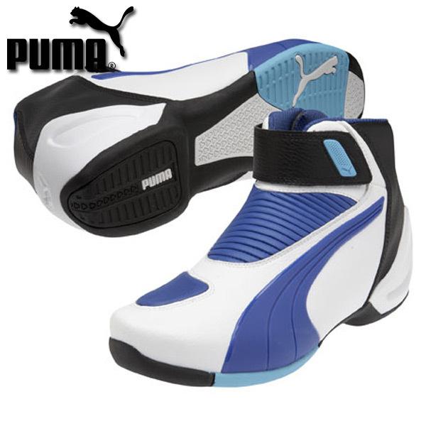 Puma flat 2 v2 motorcycle shoes, white-nautical-blue, new, last in stock!!!