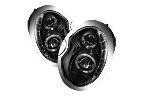 Spyder mc02drl black clear projector headlights head light w leds drl