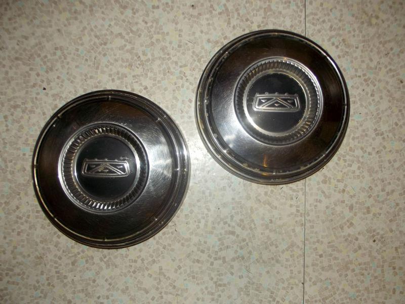 Vintage ford passenger car truck pick-up dog dish poverty hubcaps - two oem