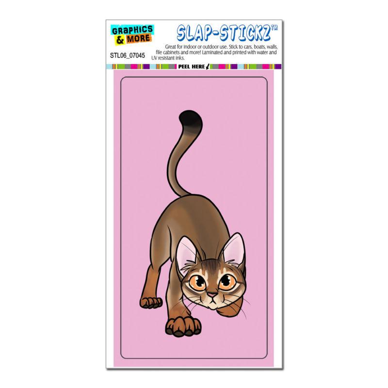 Abyssinian cat on pink - pet - slap-stickz™ car window locker bumper sticker