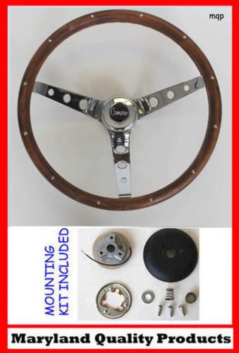 1969-1989 chevy camaro grant steering wheel wood new walnut 13 1/2"