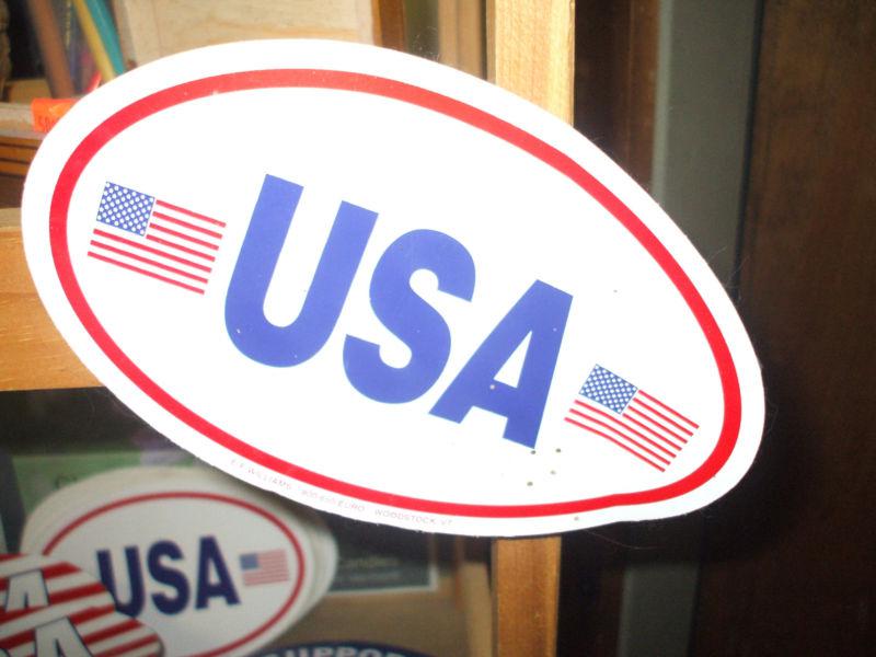 Usa sticker, white with flags, oval decal euro style stickers 3 for .99 cents