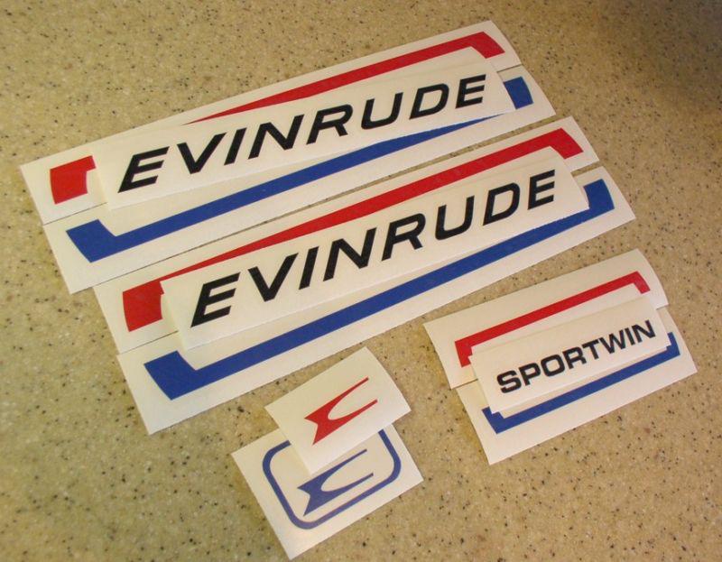 Evinrude sportwin vintage motor decal kit free ship + free fish decal!