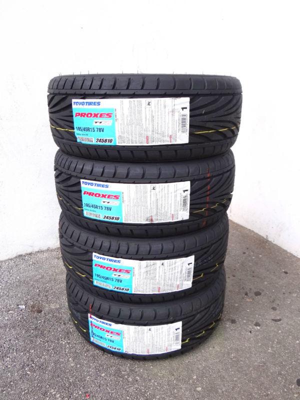 4x 195/45/15 stretch hellaflush toyo proxes t1r radial low profile tire set 