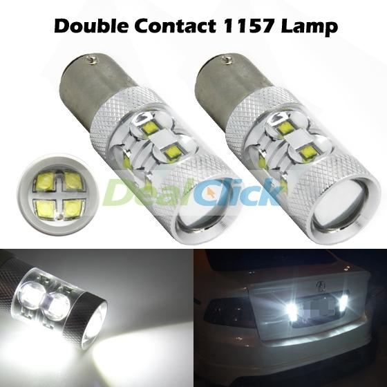 2x 1157 by15d  cree white 60w high power stock parking backup tail light lamp