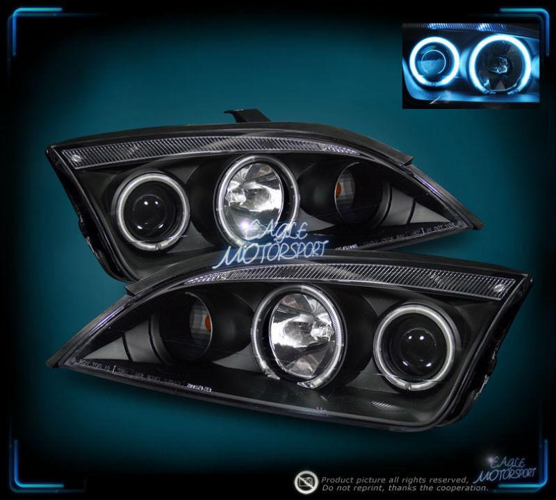 2005-2007 ford focus dual twin ccfl halo ring projector black headlights